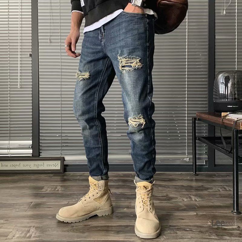 Streetwear Brand Jeans - Jean déchiré homme automne nouveau coréen