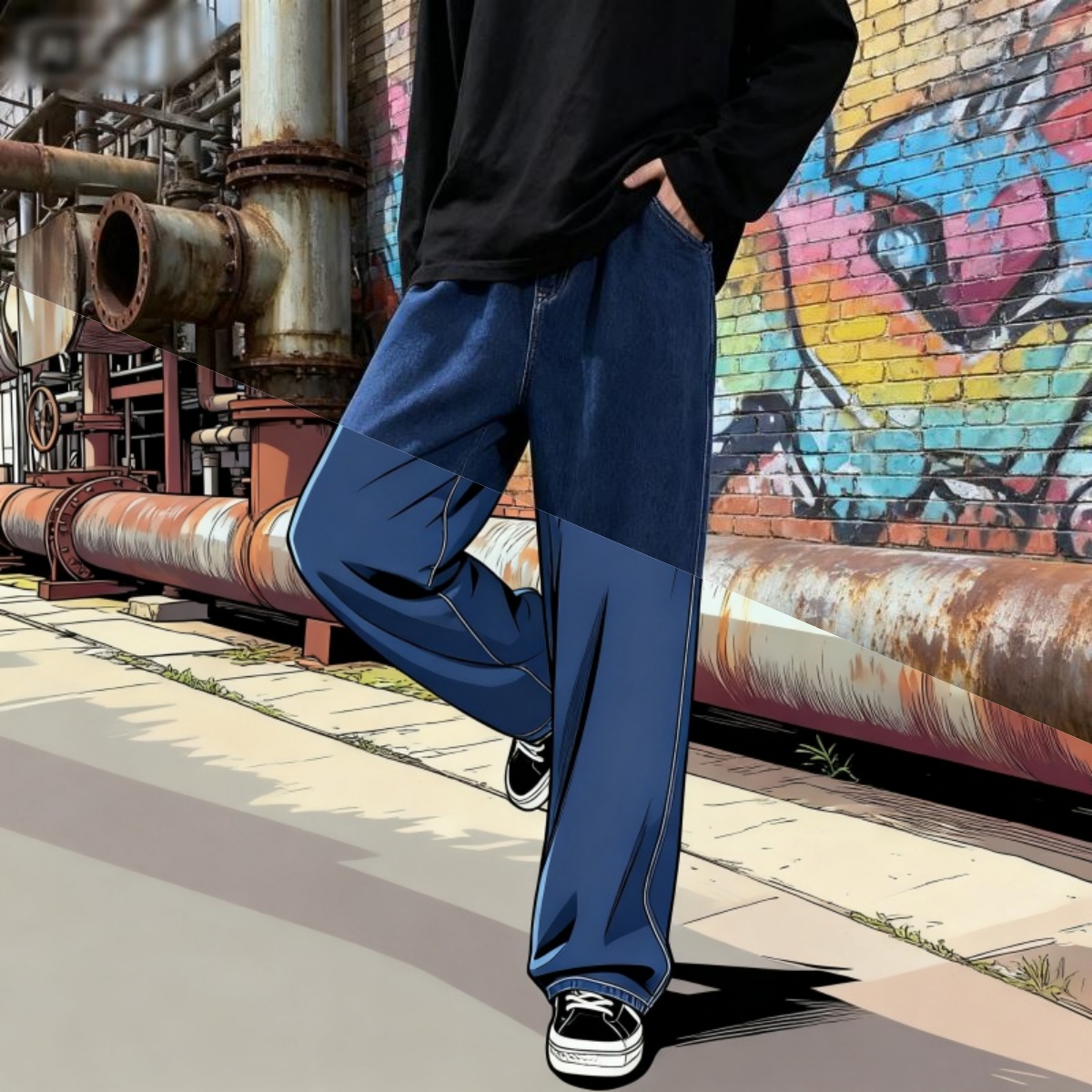 Streetwear Brand Jeans - Style coréen Streetwear nouvelle mode Baggy