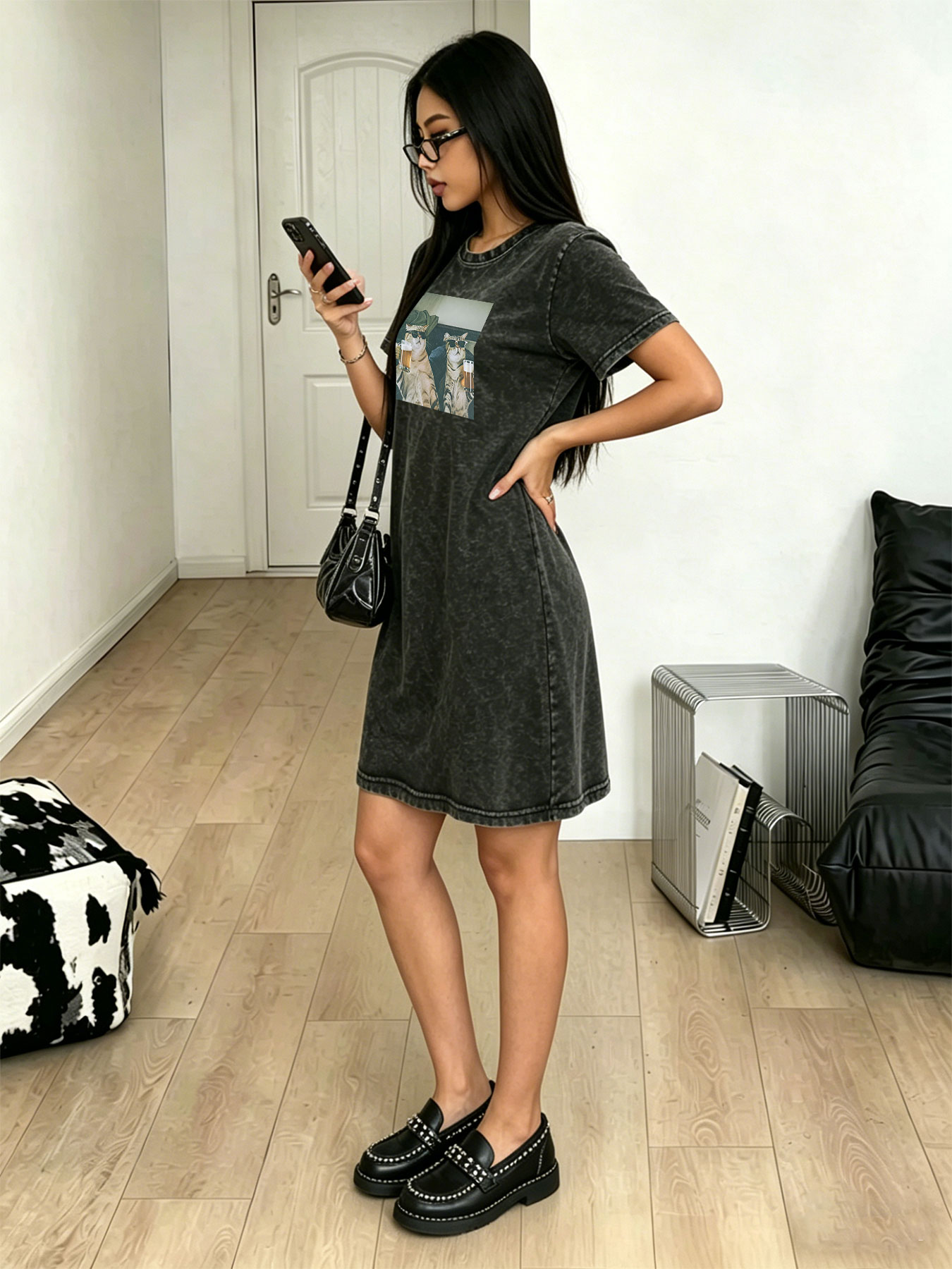 Robe T-shirt vintage délavée e - Streetwear Brand Cat avis et prix